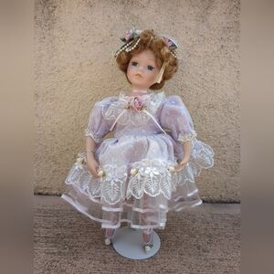 Porcelain Elegant Purple Lace Doll